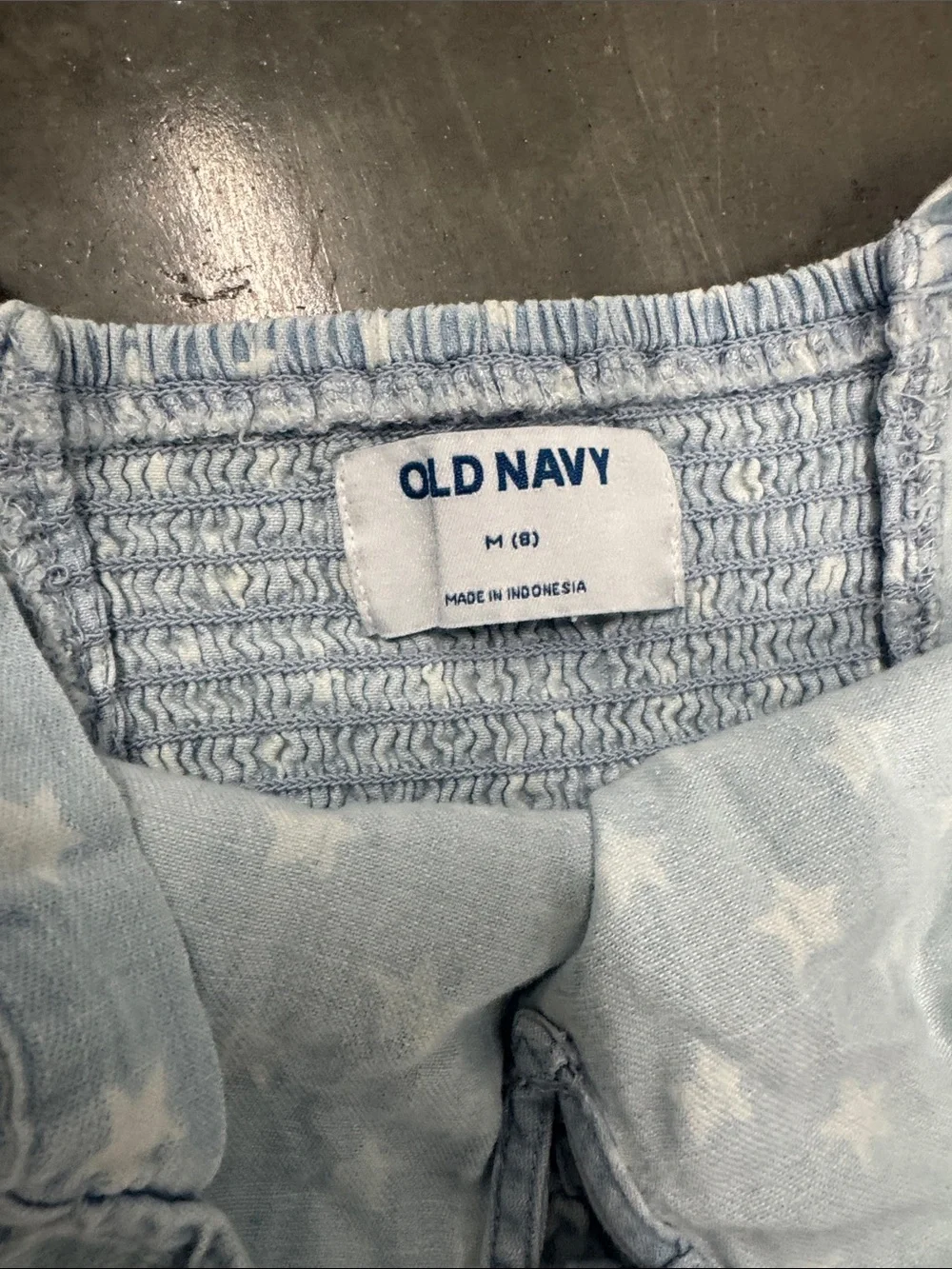 Old Navy Light Denim Star-Print Girls Romper with Front Tie